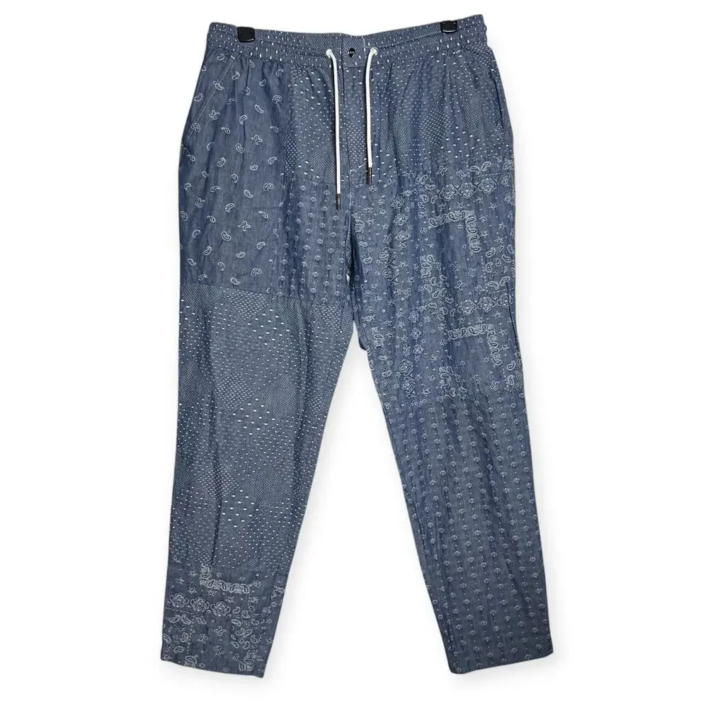 Kith Japanese Patchwork Jacquard Stryker Pant SIZE XL Light Indigo 2022 NWOT